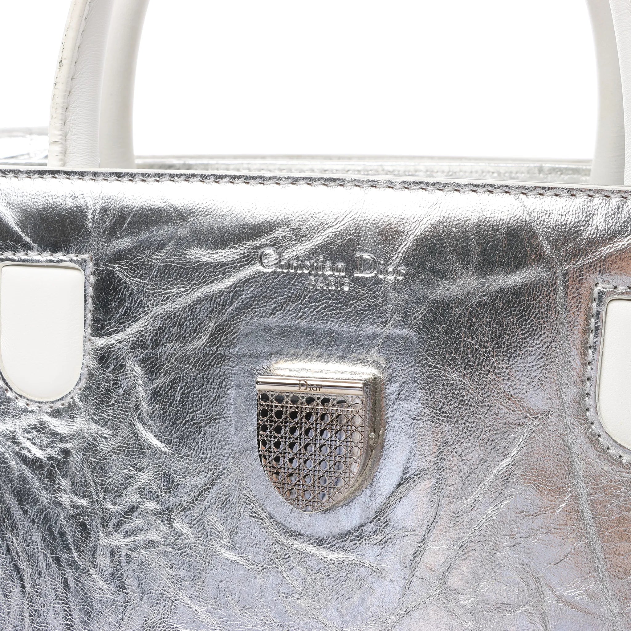 Dior Diorever Medium Leather 2Way Handbag in Silver