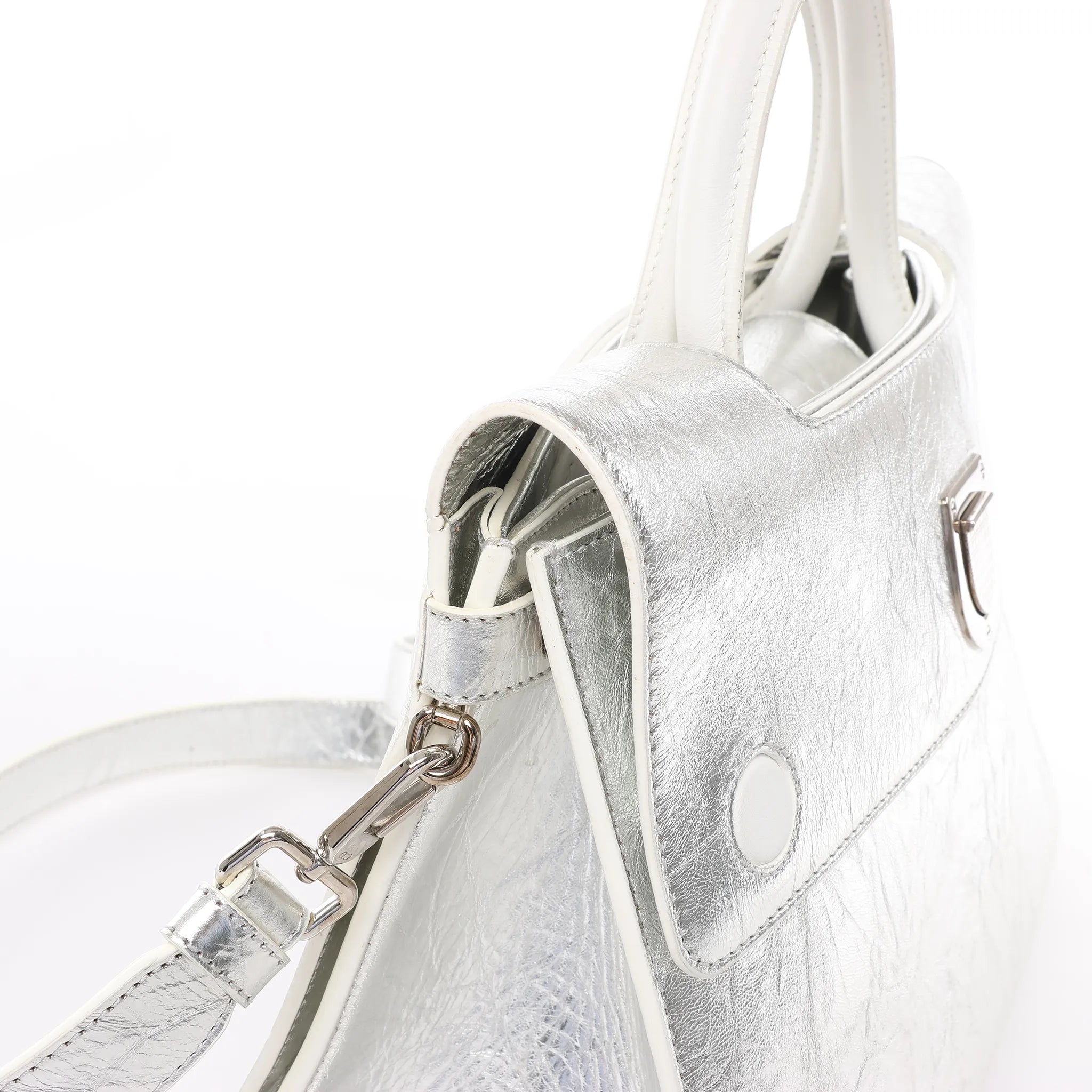 Dior Diorever Medium Leather 2Way Handbag in Silver