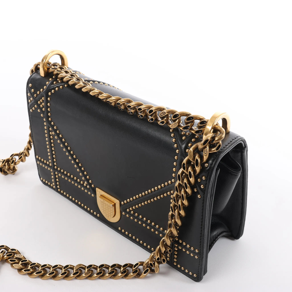 Dior Diorama Leather Chain Shoulder Bag in Black