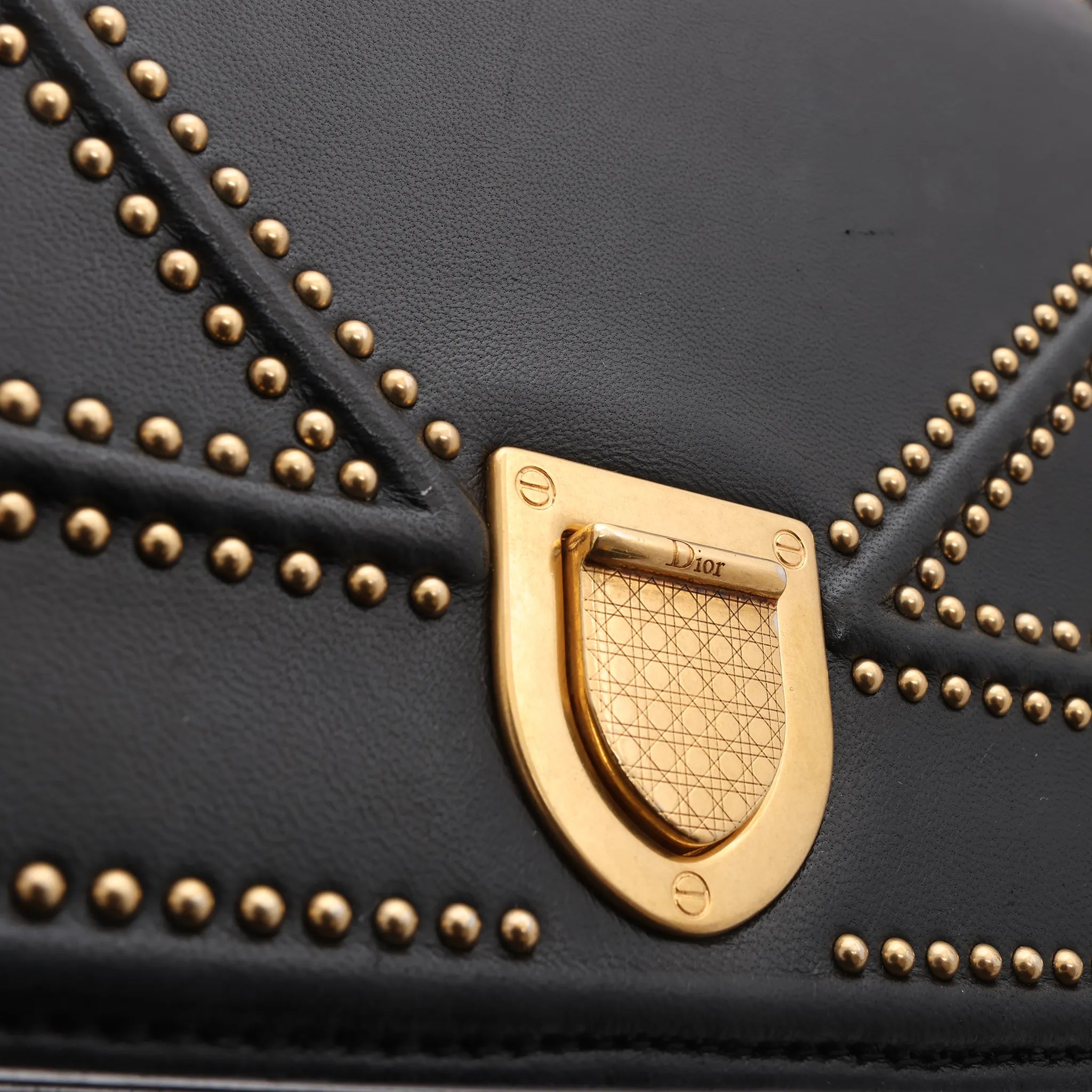 Dior Diorama Leather Chain Shoulder Bag in Black