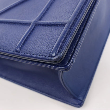 Dior Diorama Leather Chain Shoulder Bag in Navy Blue