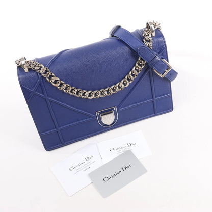 Dior Diorama Leather Chain Shoulder Bag in Navy Blue