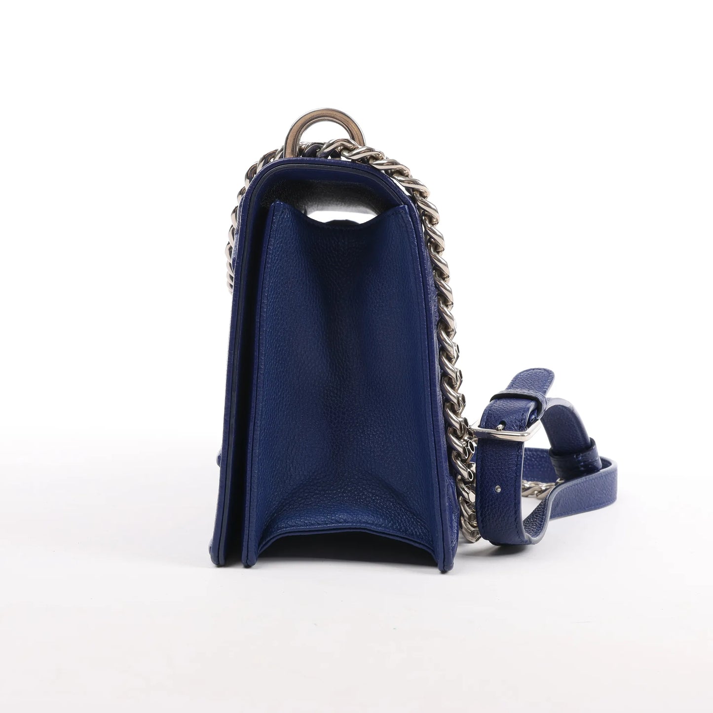 Dior Diorama Leather Chain Shoulder Bag in Navy Blue
