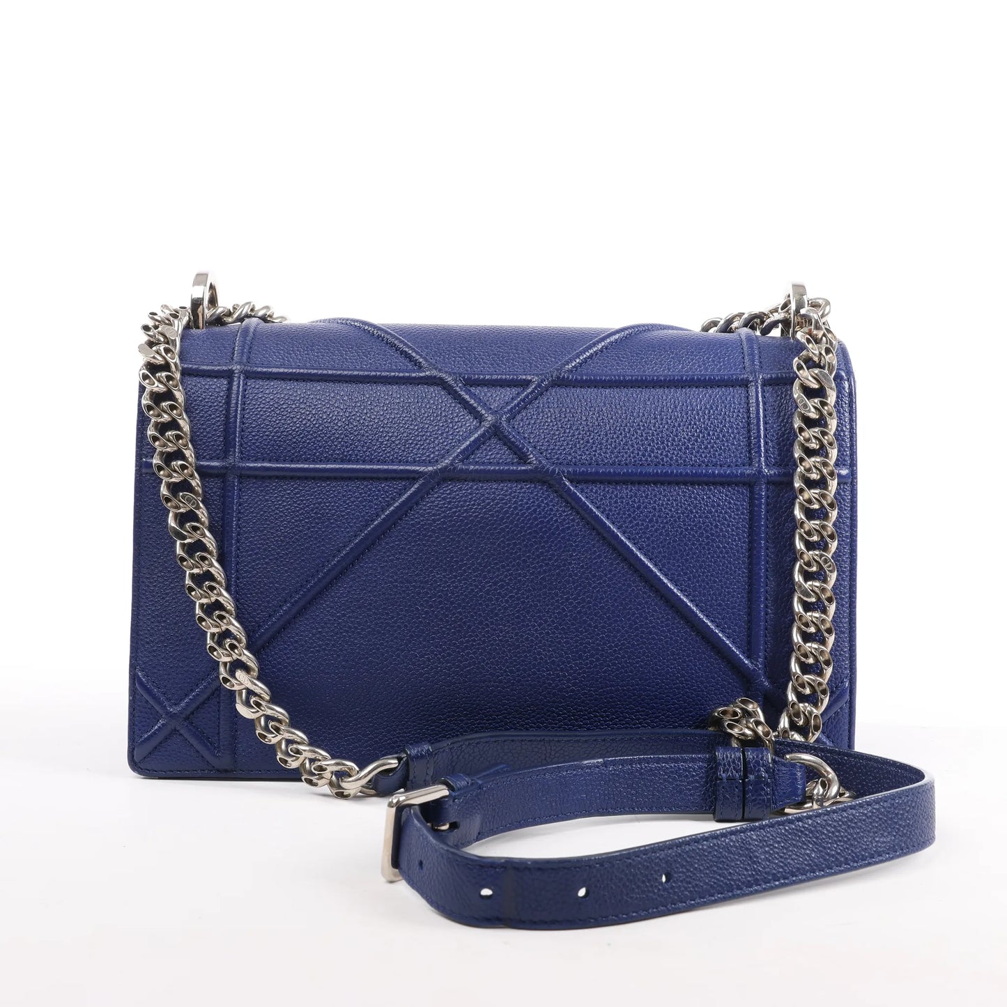 Dior Diorama Leather Chain Shoulder Bag in Navy Blue