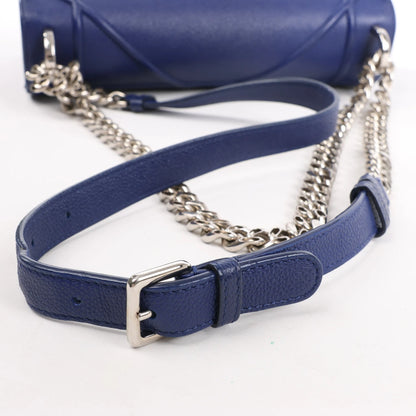 Dior Diorama Leather Chain Shoulder Bag in Navy Blue