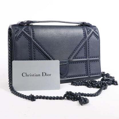 Sac bandoulière chaîne en cuir Dior Diorama bleu marine