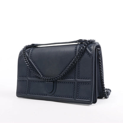 Sac bandoulière chaîne en cuir Dior Diorama bleu marine