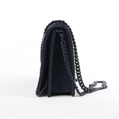 Sac bandoulière chaîne en cuir Dior Diorama bleu marine