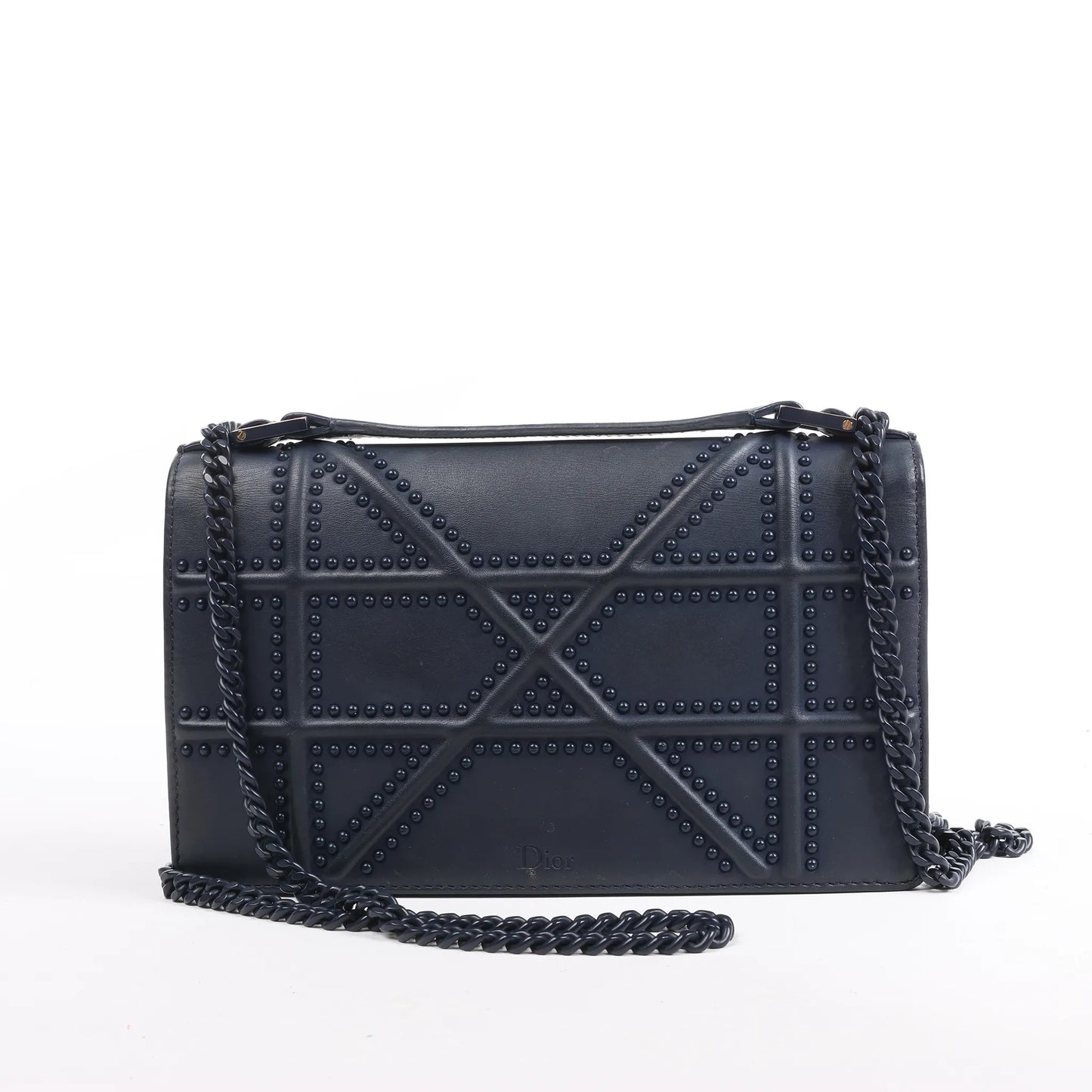 Sac bandoulière chaîne en cuir Dior Diorama bleu marine