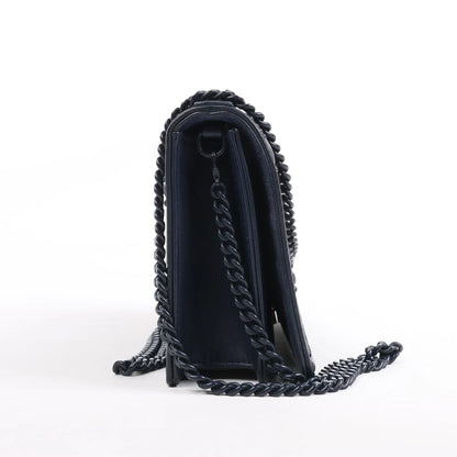 Sac bandoulière chaîne en cuir Dior Diorama bleu marine