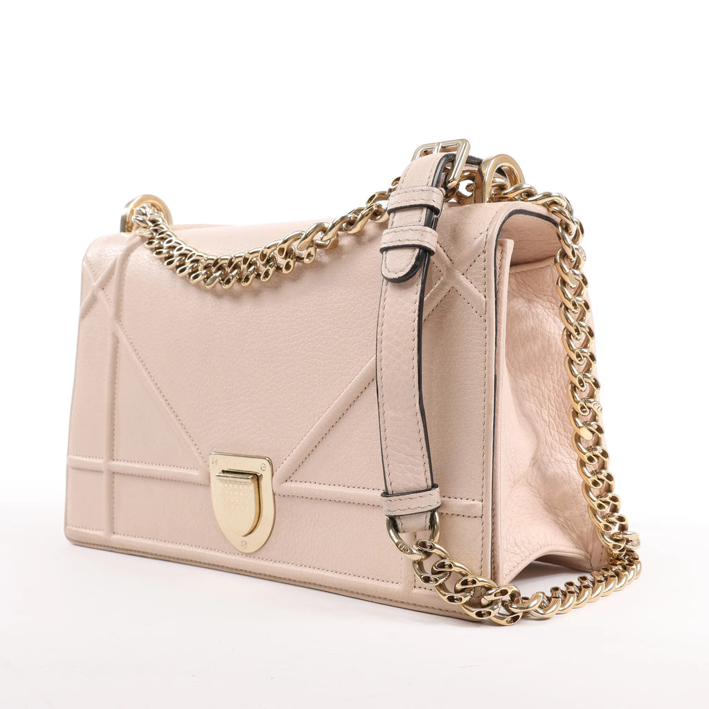 Dior Diorama Leather Chain Shoulder Bag in Powder Beige