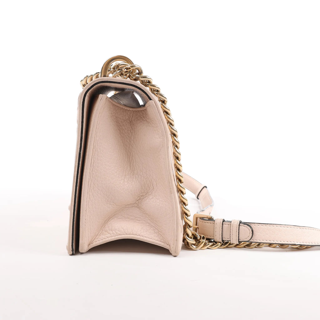 Dior Diorama Leather Chain Shoulder Bag in Powder Beige