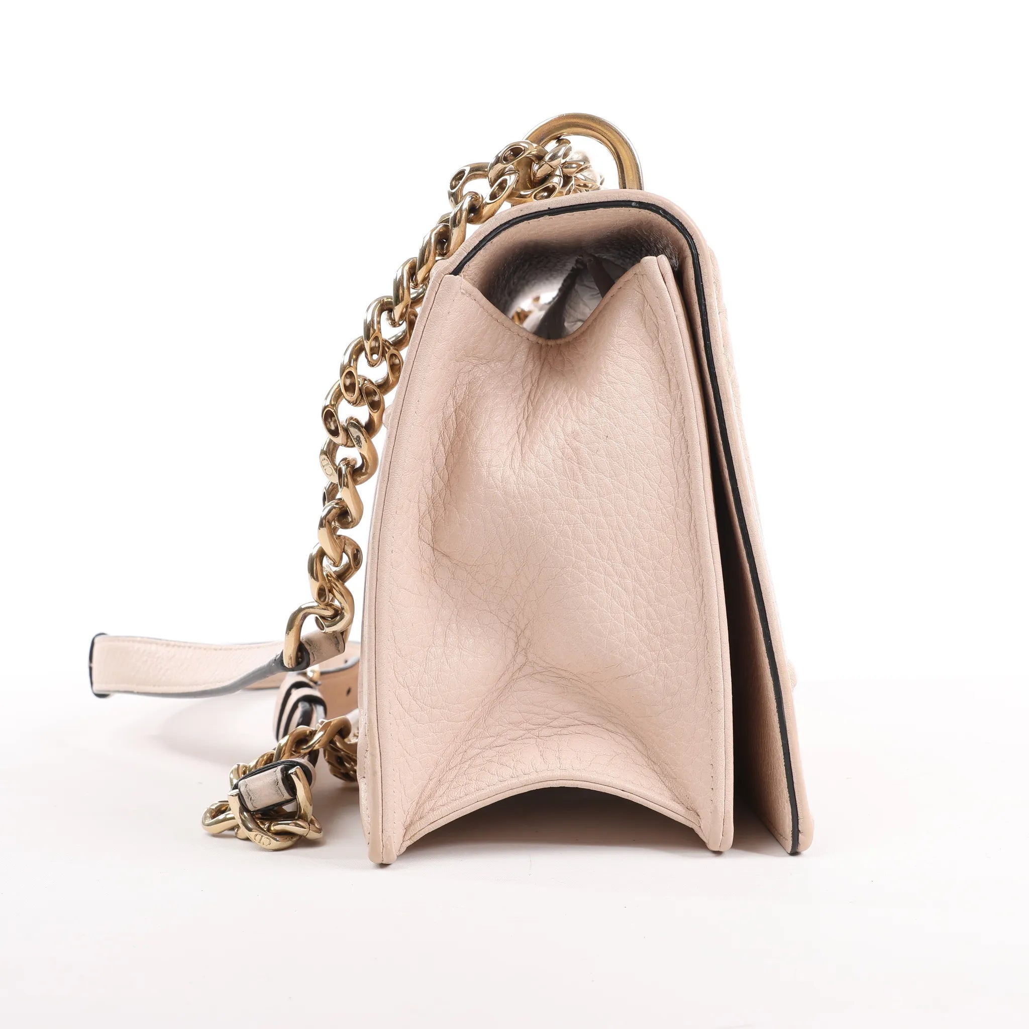 Dior Diorama Leather Chain Shoulder Bag in Powder Beige