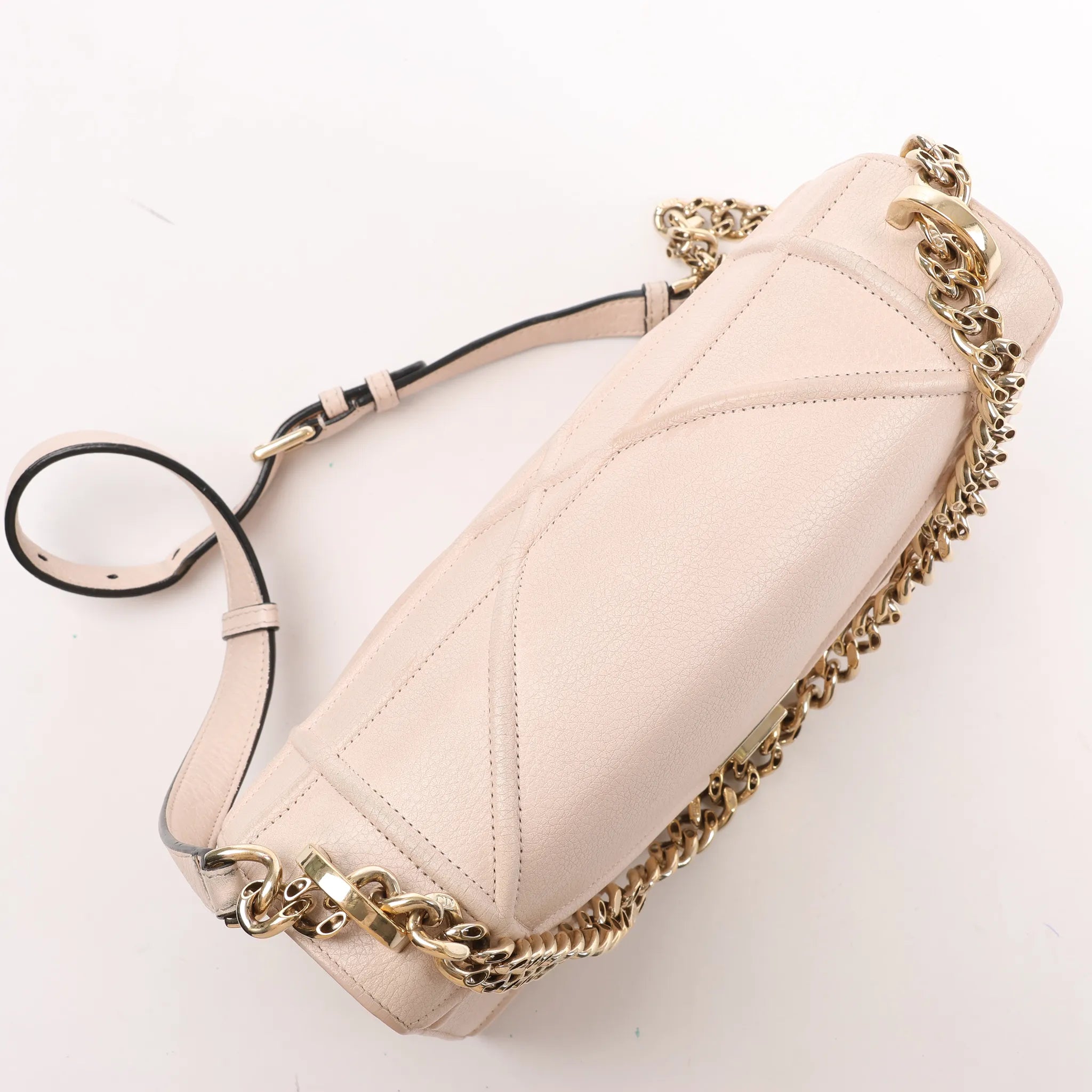 Dior Diorama Leather Chain Shoulder Bag in Powder Beige