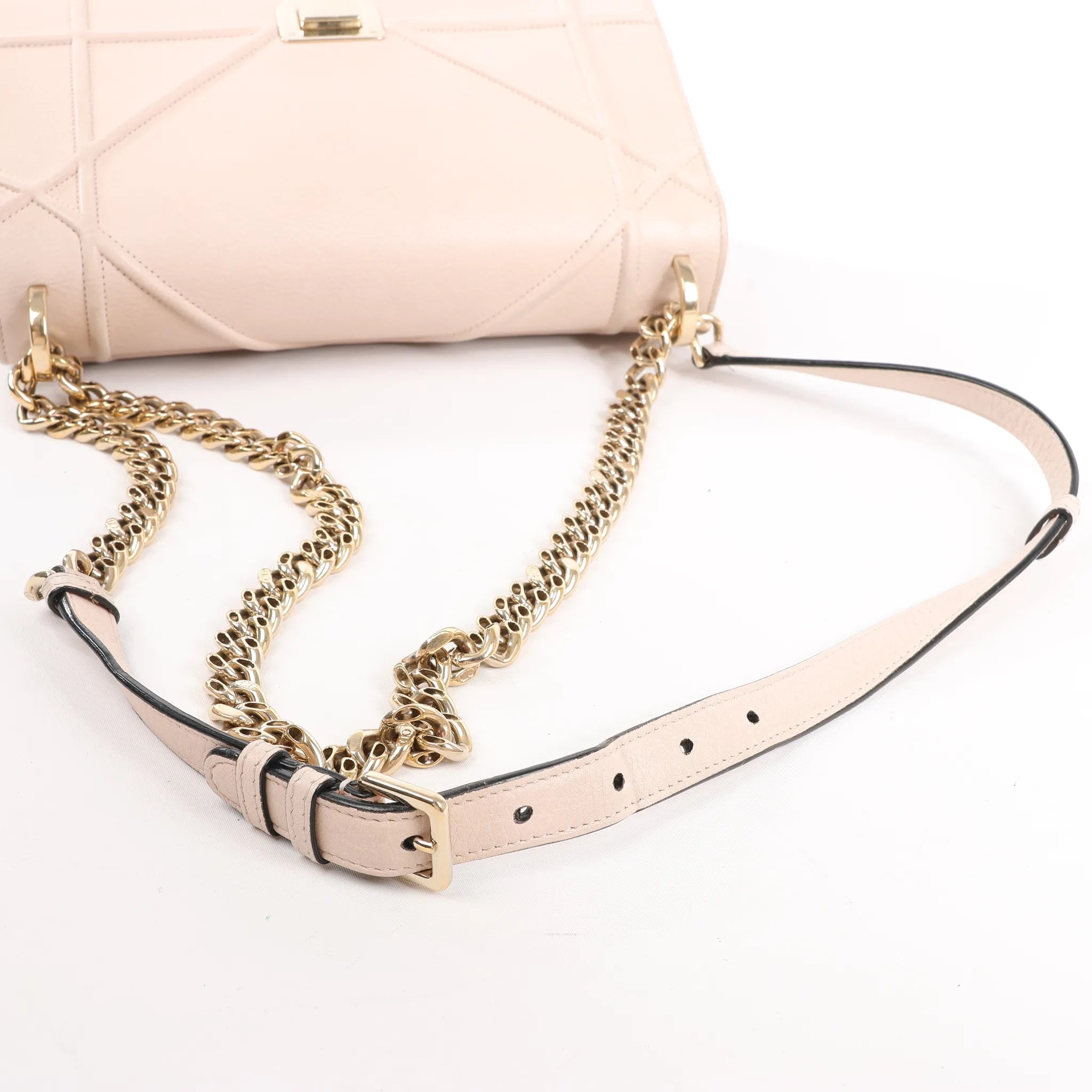 Dior Diorama Leather Chain Shoulder Bag in Powder Beige