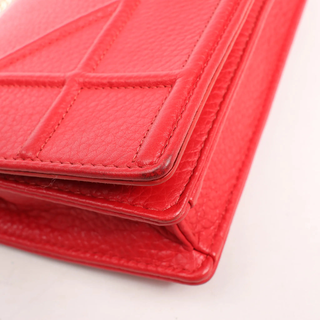Dior Diorama Leather Chain Shoulder Bag in Red