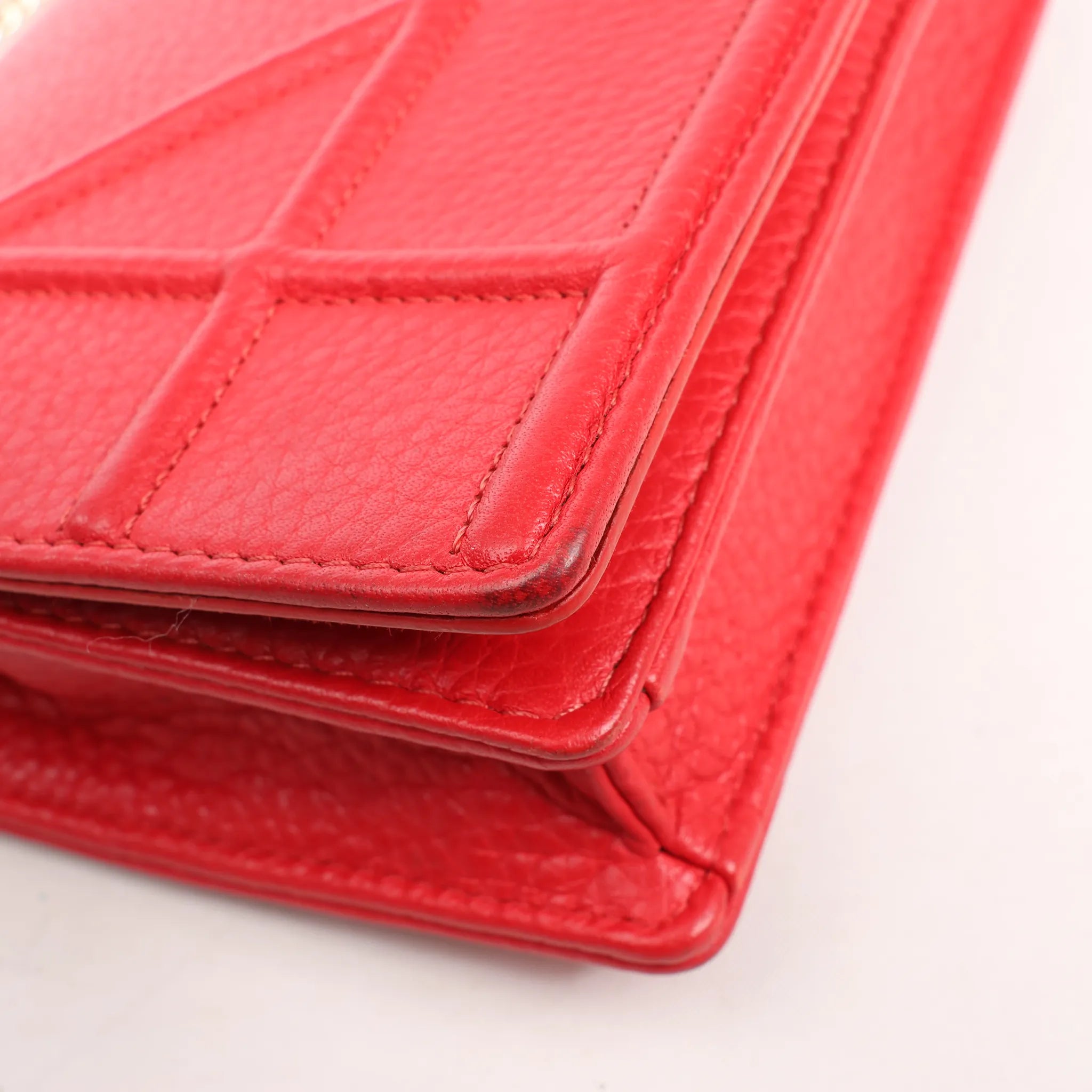 Dior Diorama Leather Chain Shoulder Bag in Red
