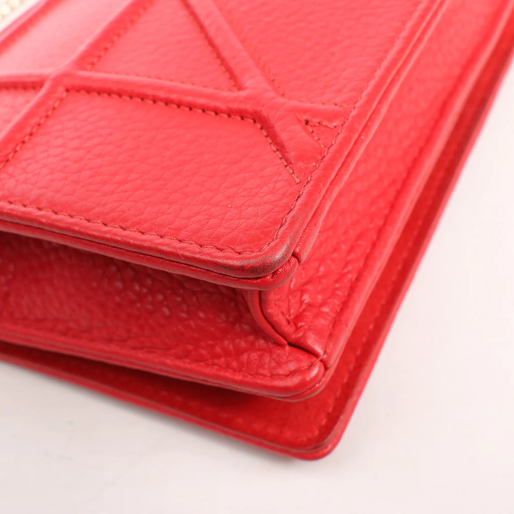 Dior Diorama Leather Chain Shoulder Bag in Red