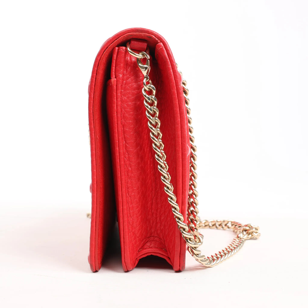 Dior Diorama Leather Chain Shoulder Bag in Red