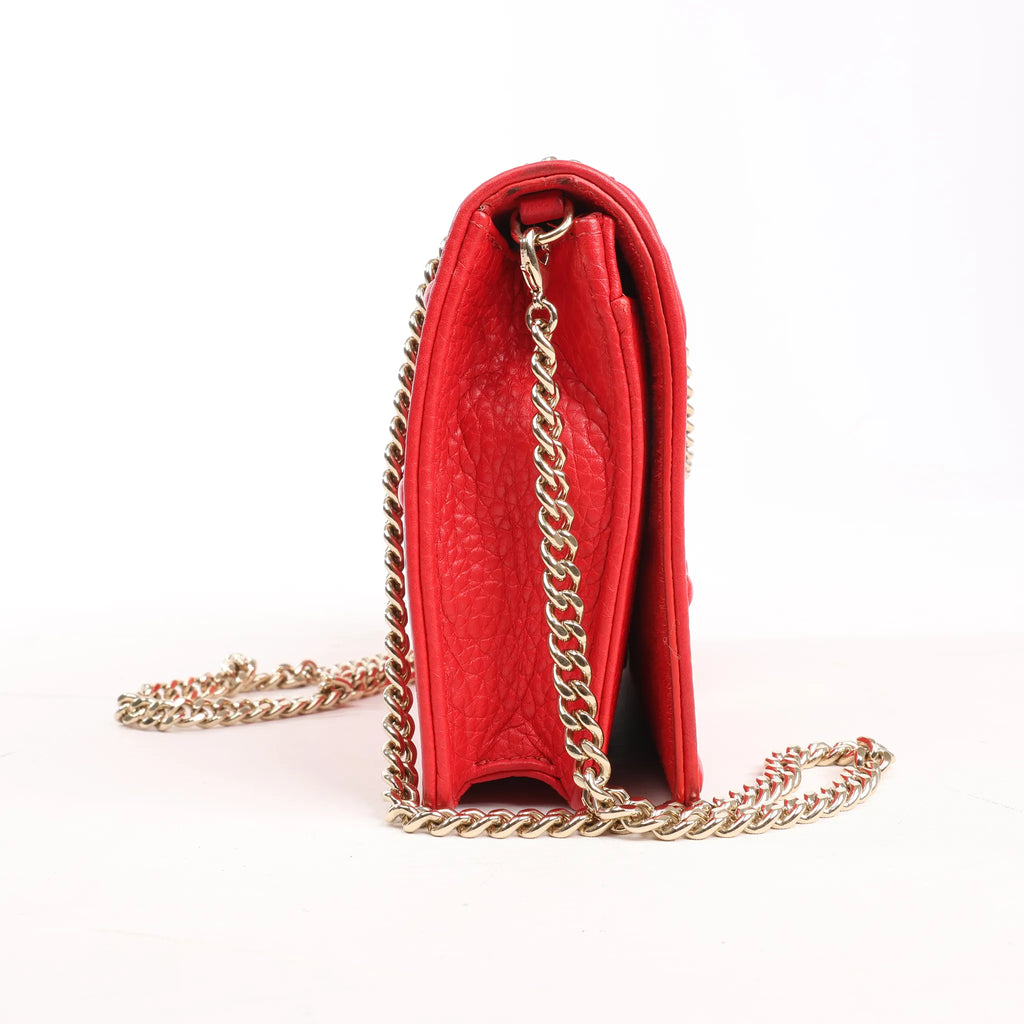Dior Diorama Leather Chain Shoulder Bag in Red
