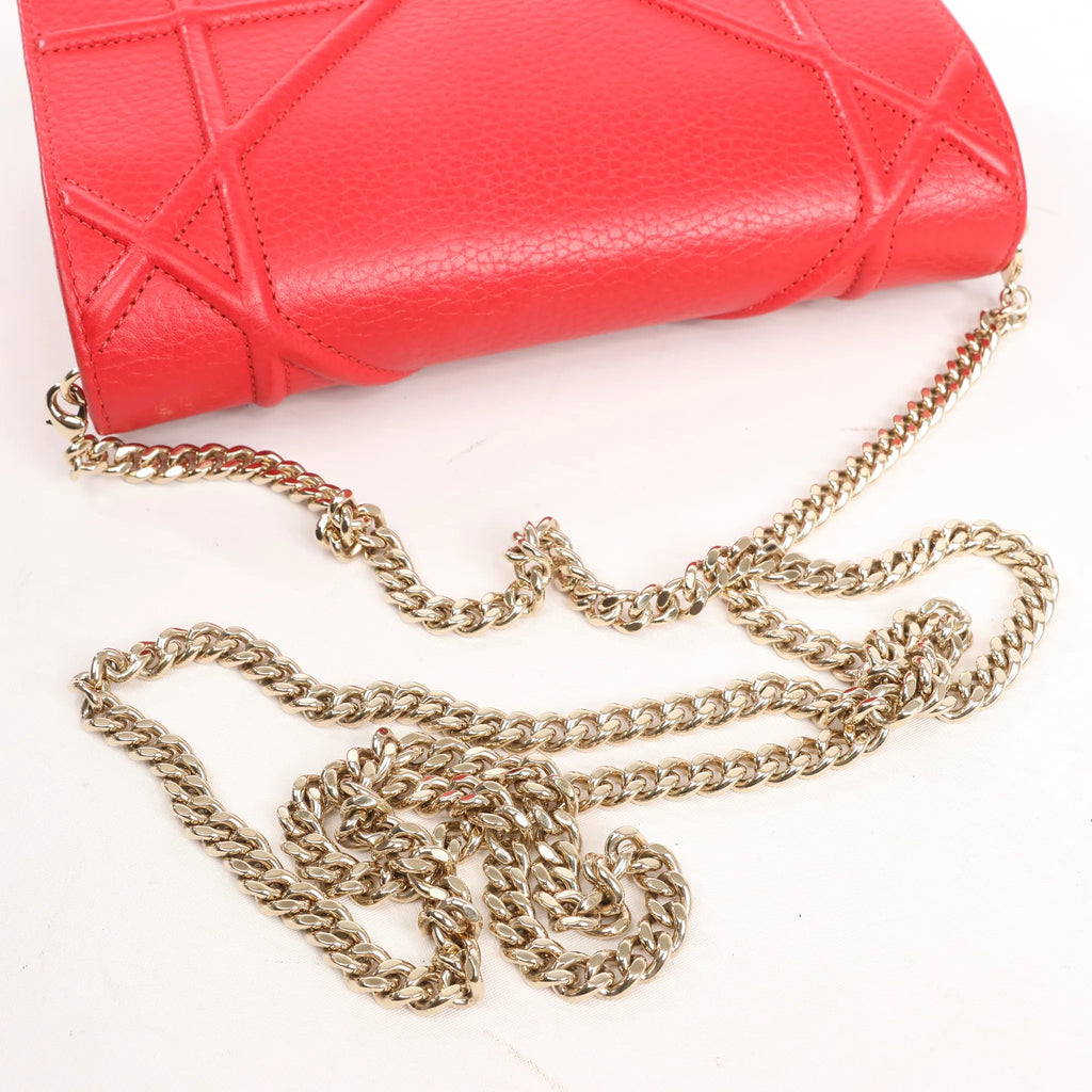 Dior Diorama Leather Chain Shoulder Bag in Red
