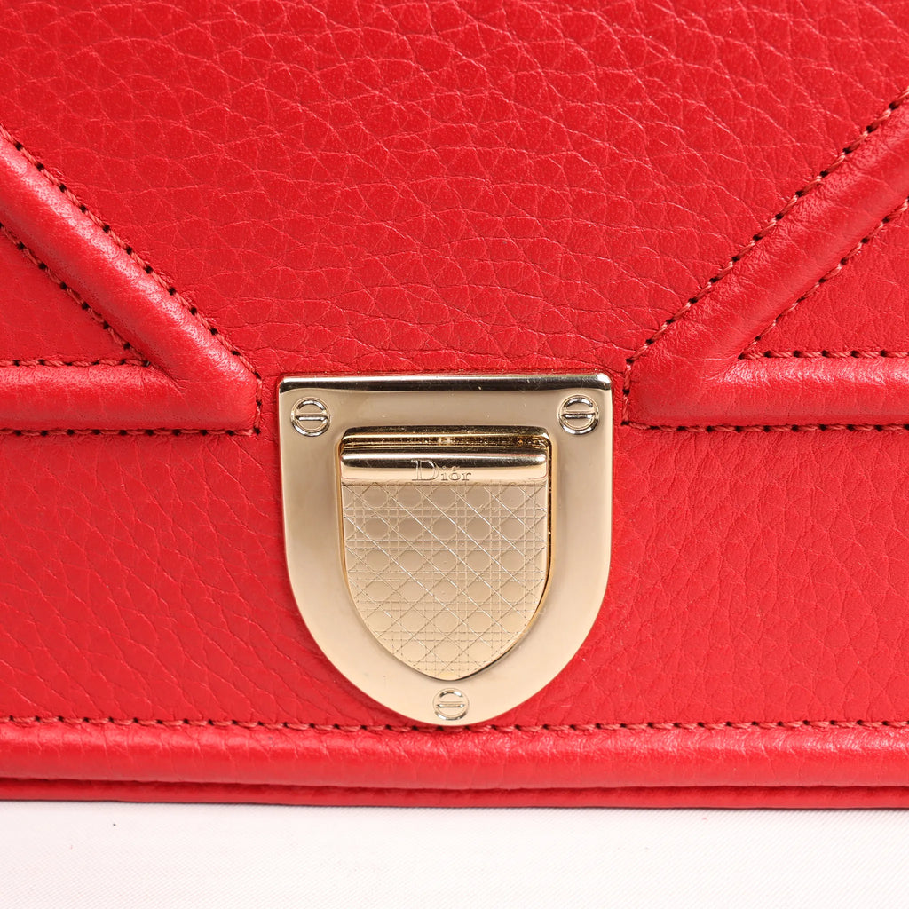 Dior Diorama Leather Chain Shoulder Bag in Red