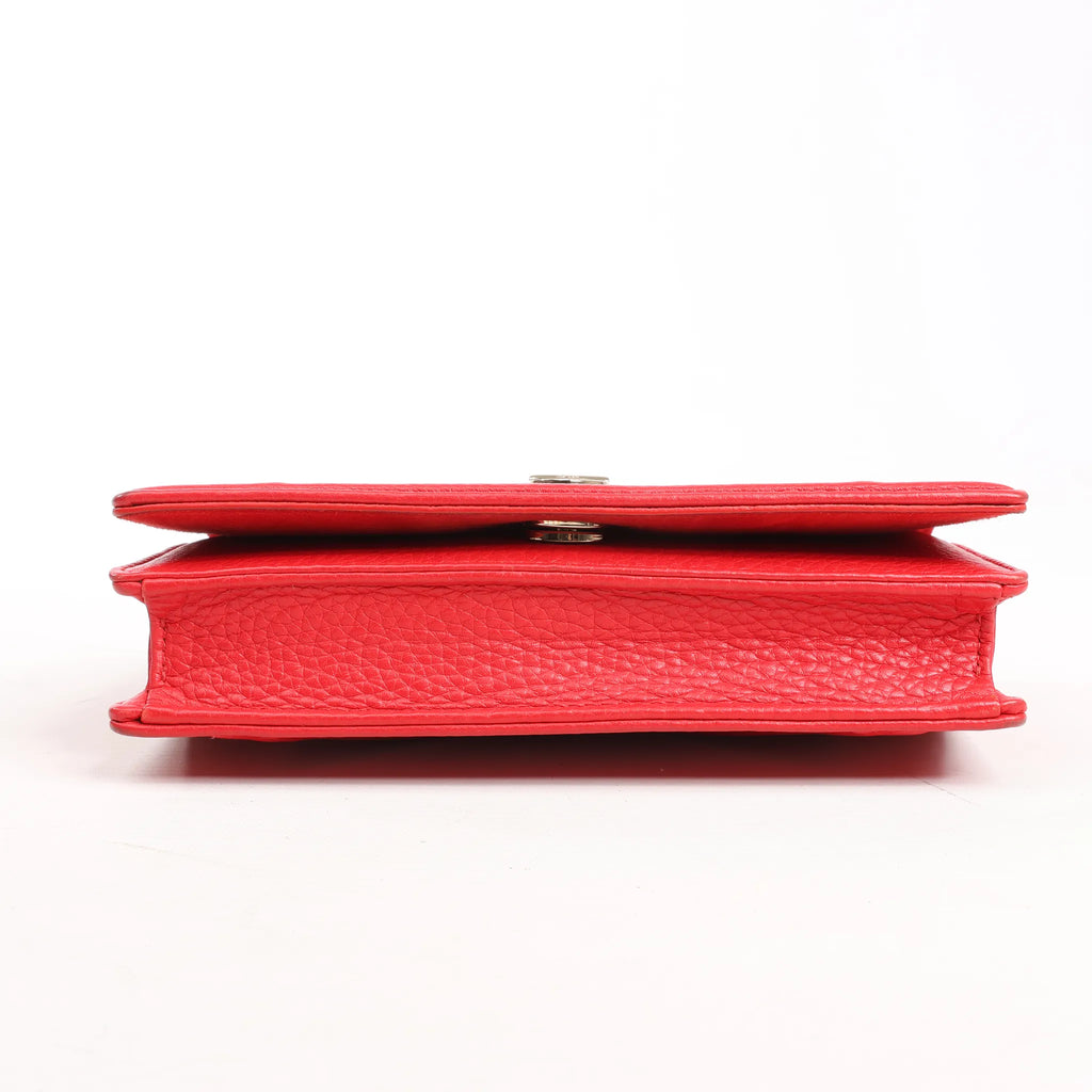 Dior Diorama Leather Chain Shoulder Bag in Red