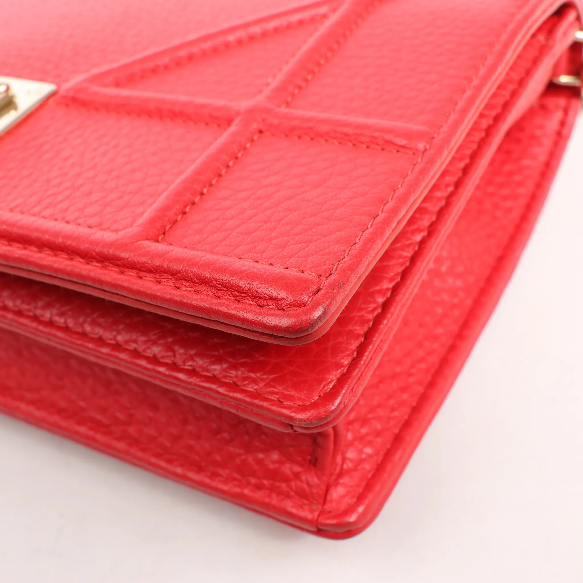 Dior Diorama Leather Chain Shoulder Bag in Red