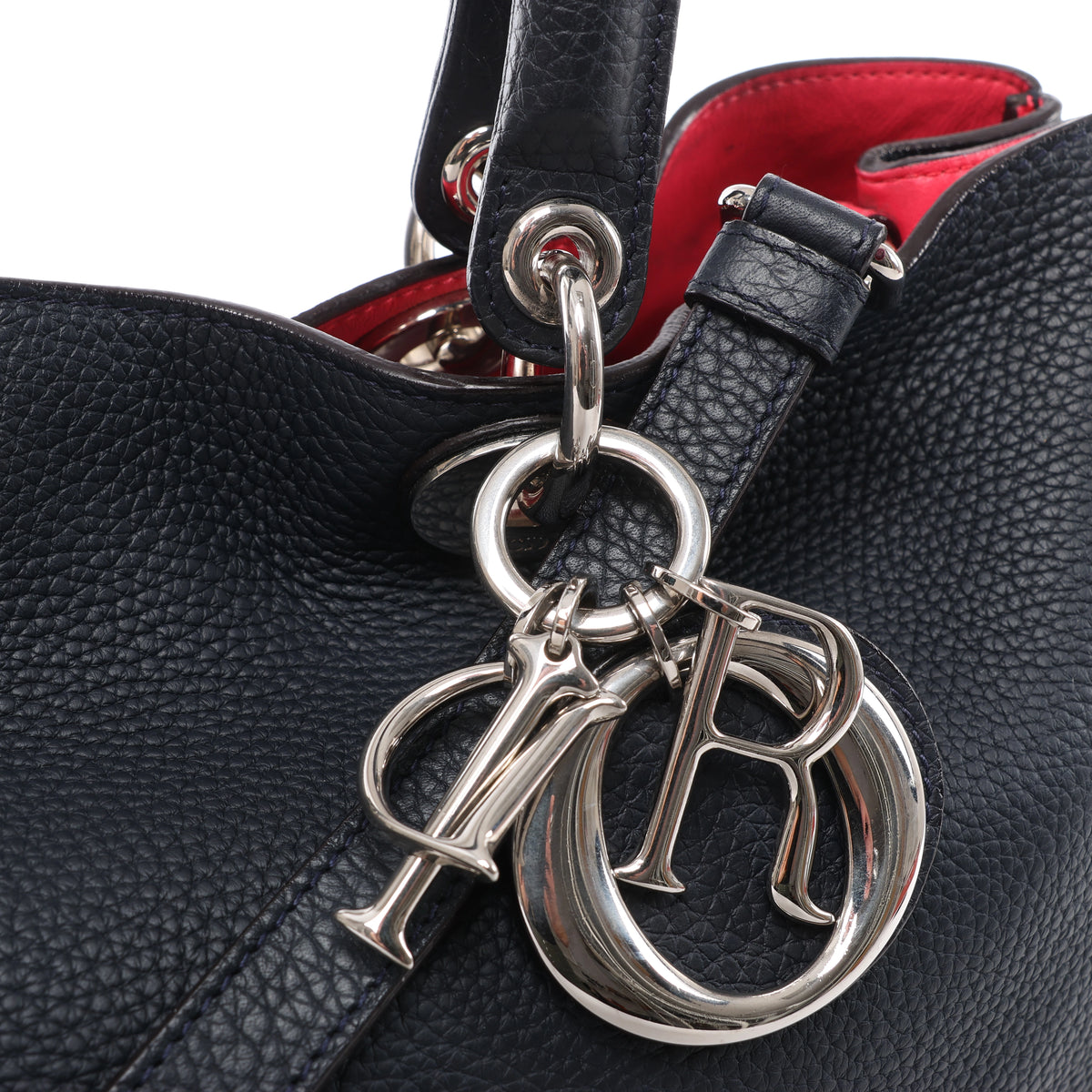 Christian Dior Diorissimo Leather 2Way Handbag in Navy Blue