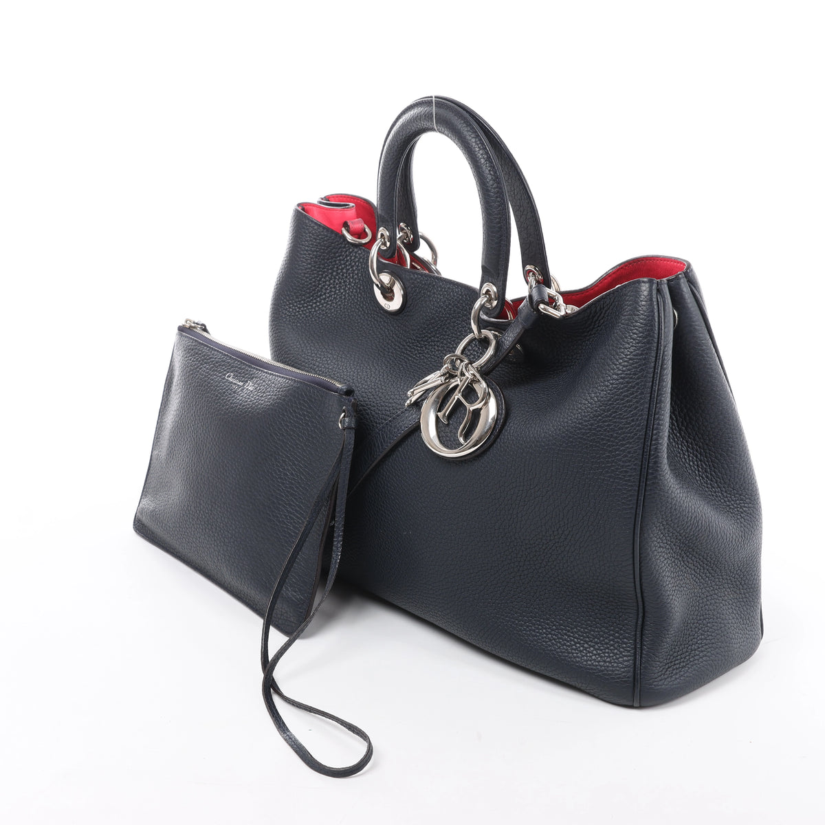 Christian Dior Diorissimo Leather 2Way Handbag in Navy Blue