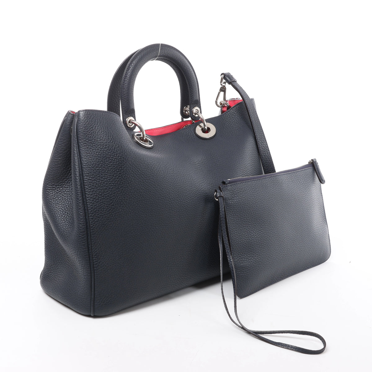 Christian Dior Diorissimo Leather 2Way Handbag in Navy Blue