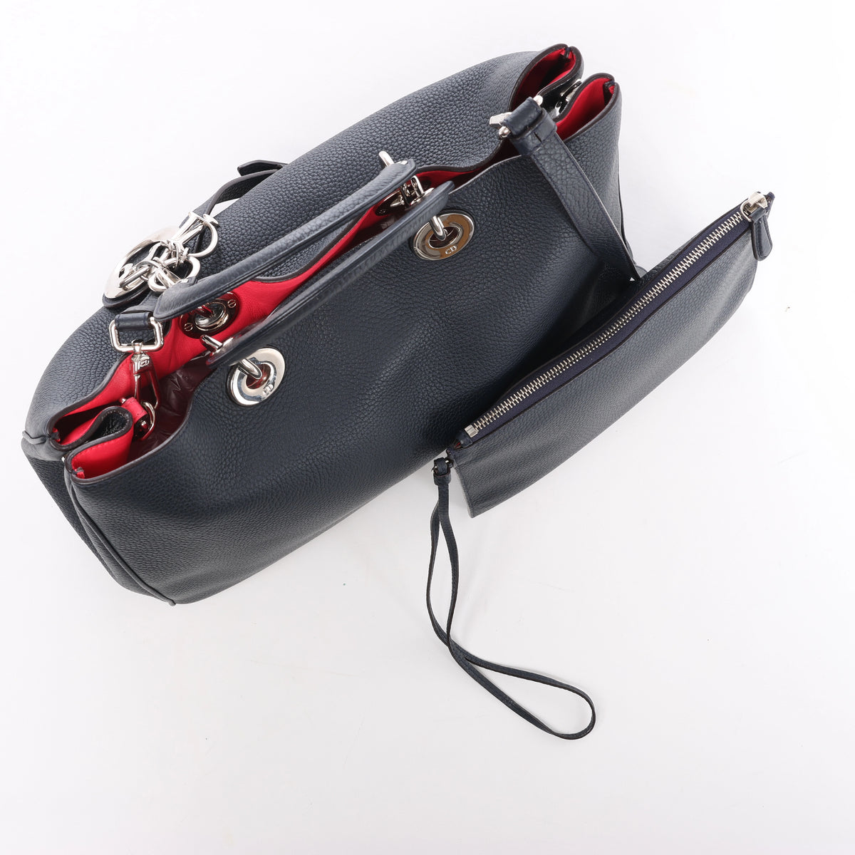 Christian Dior Diorissimo Leather 2Way Handbag in Navy Blue
