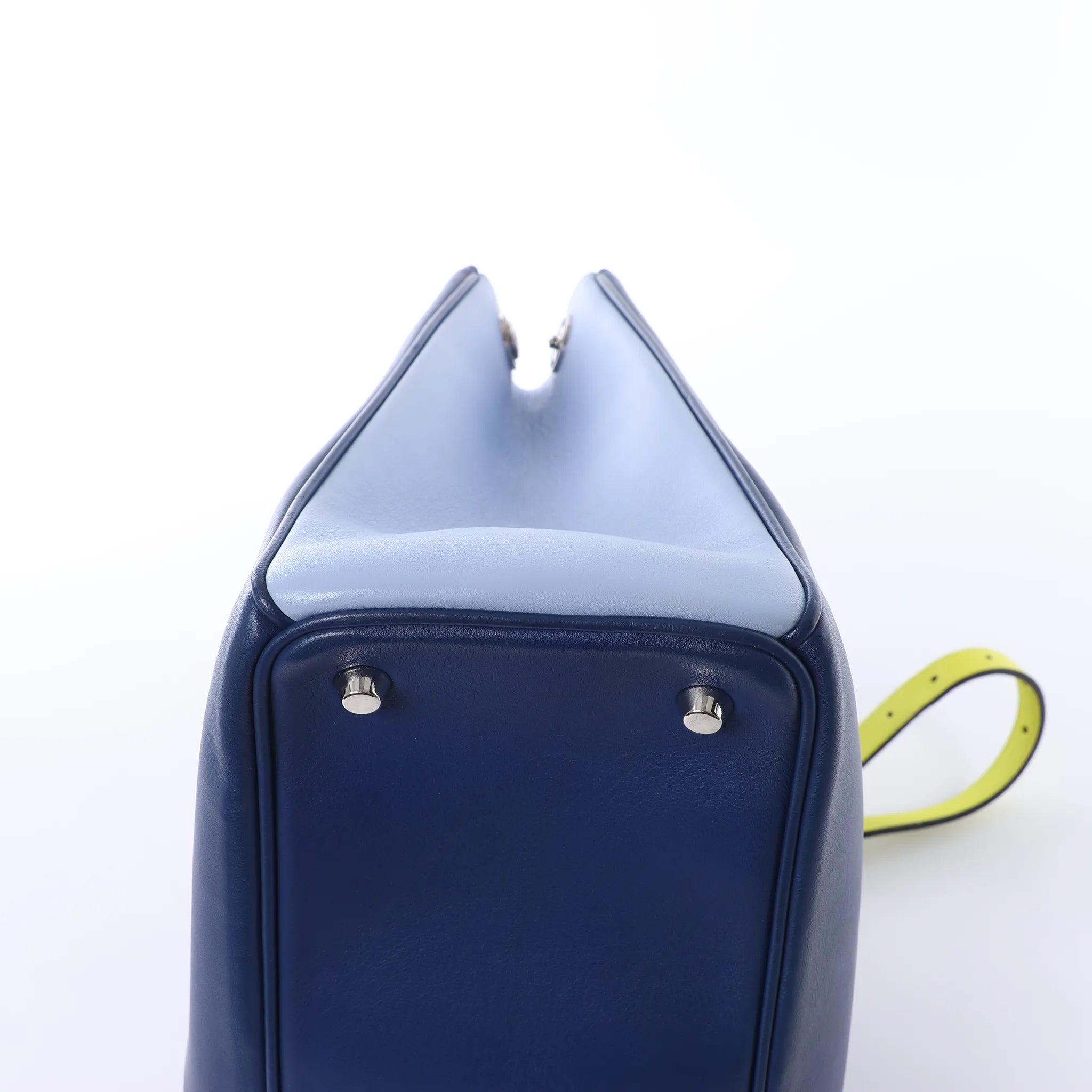 Dior Diorissimo Leather Large 2Way Handbag in Navy Blue x Yellow