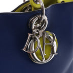 Dior Diorissimo Leather Large 2Way Handbag in Navy Blue x Yellow