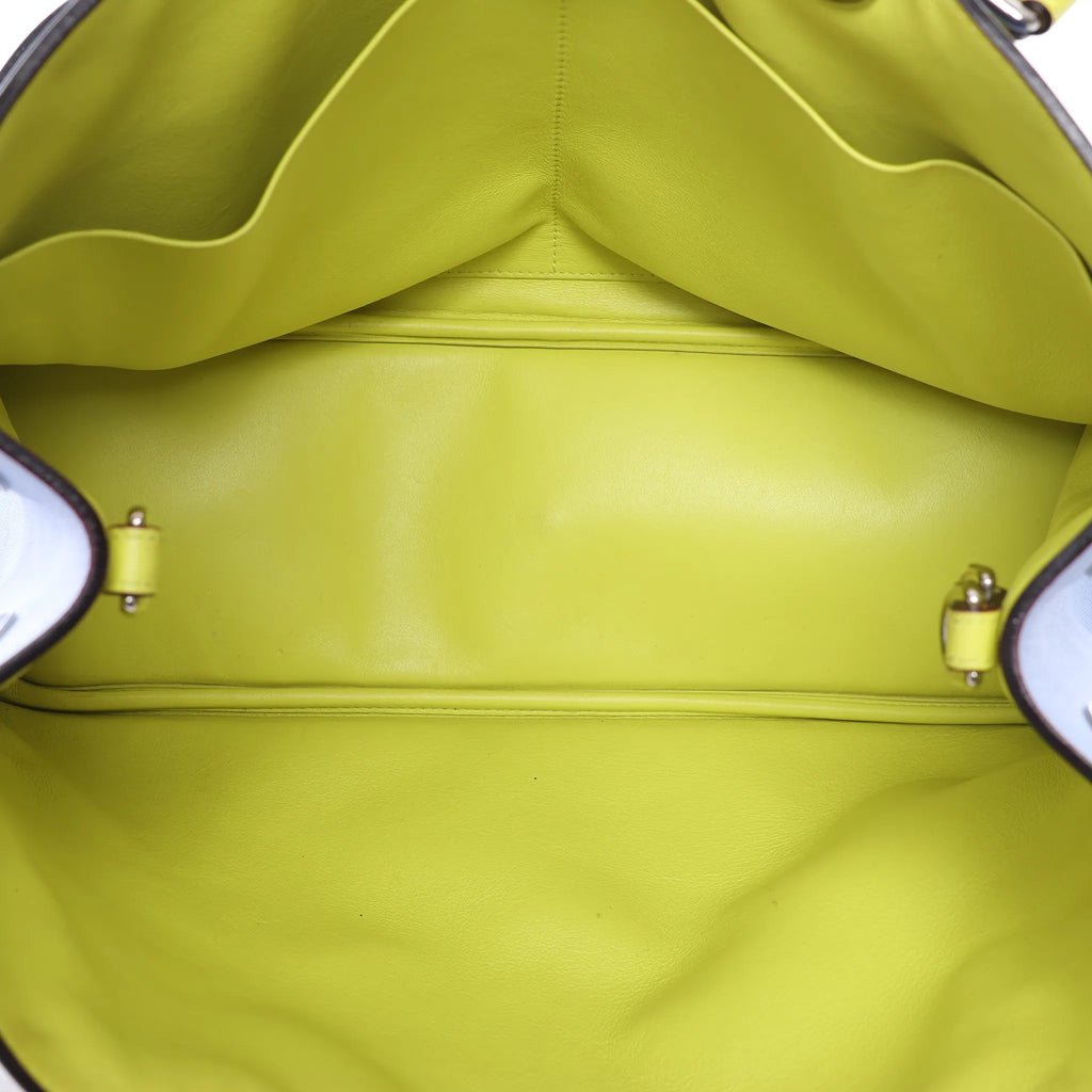 Dior Diorissimo Leather Large 2Way Handbag in Navy Blue x Yellow