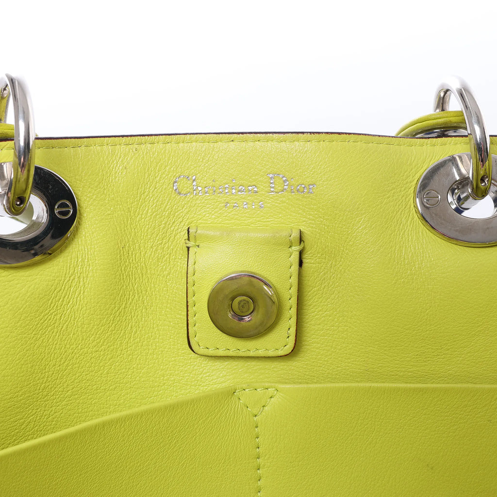 Dior Diorissimo Leather Large 2Way Handbag in Navy Blue x Yellow