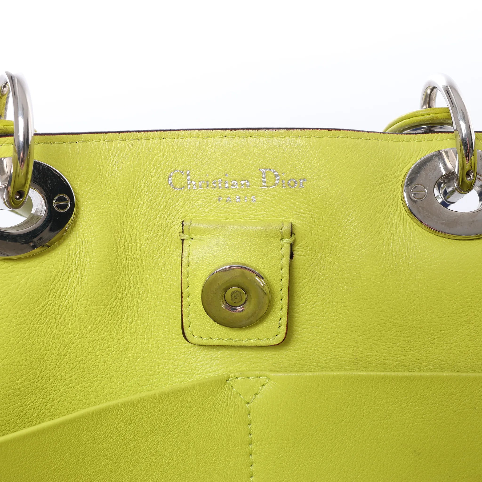 Dior Diorissimo Leather Large 2Way Handbag in Navy Blue x Yellow