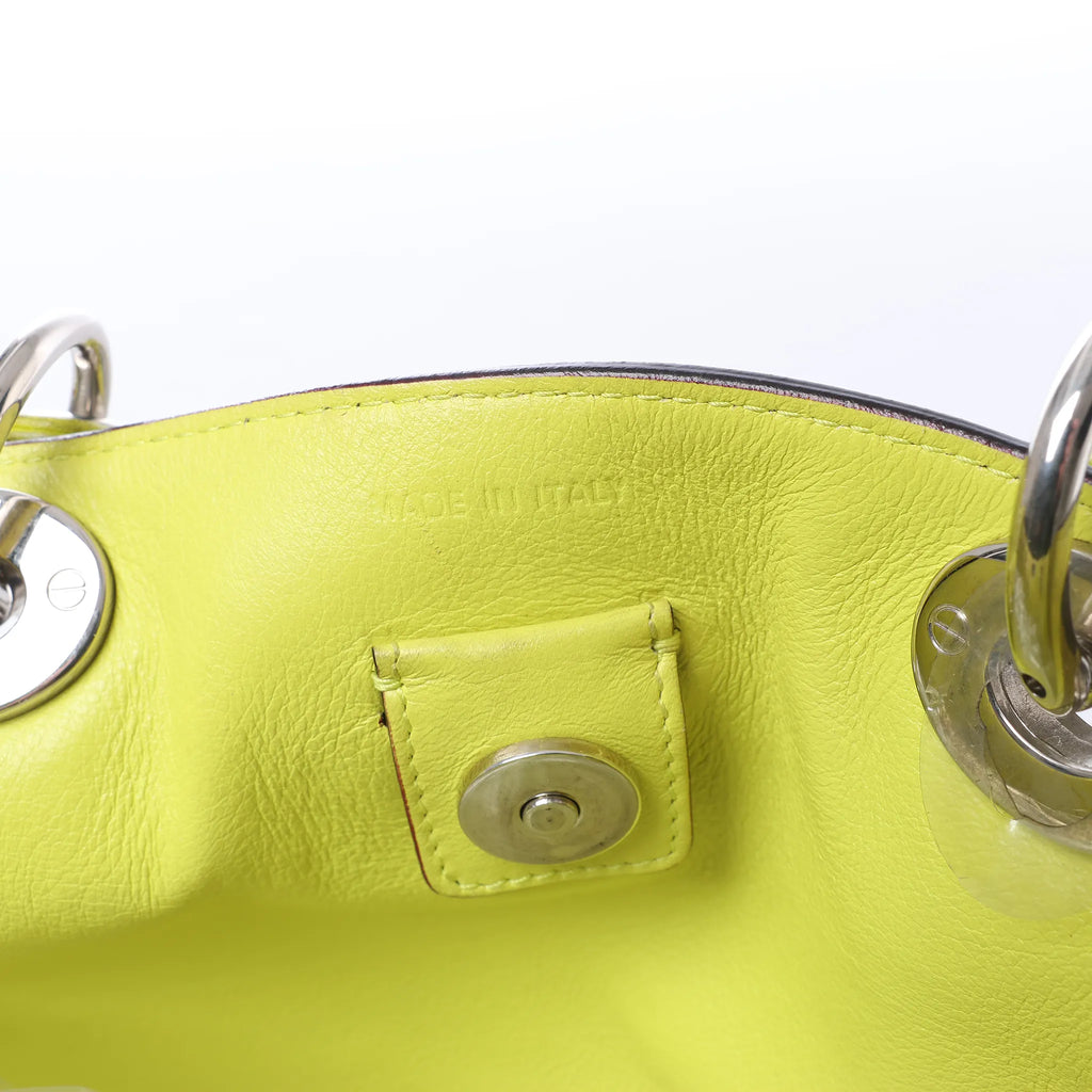 Dior Diorissimo Leather Large 2Way Handbag in Navy Blue x Yellow