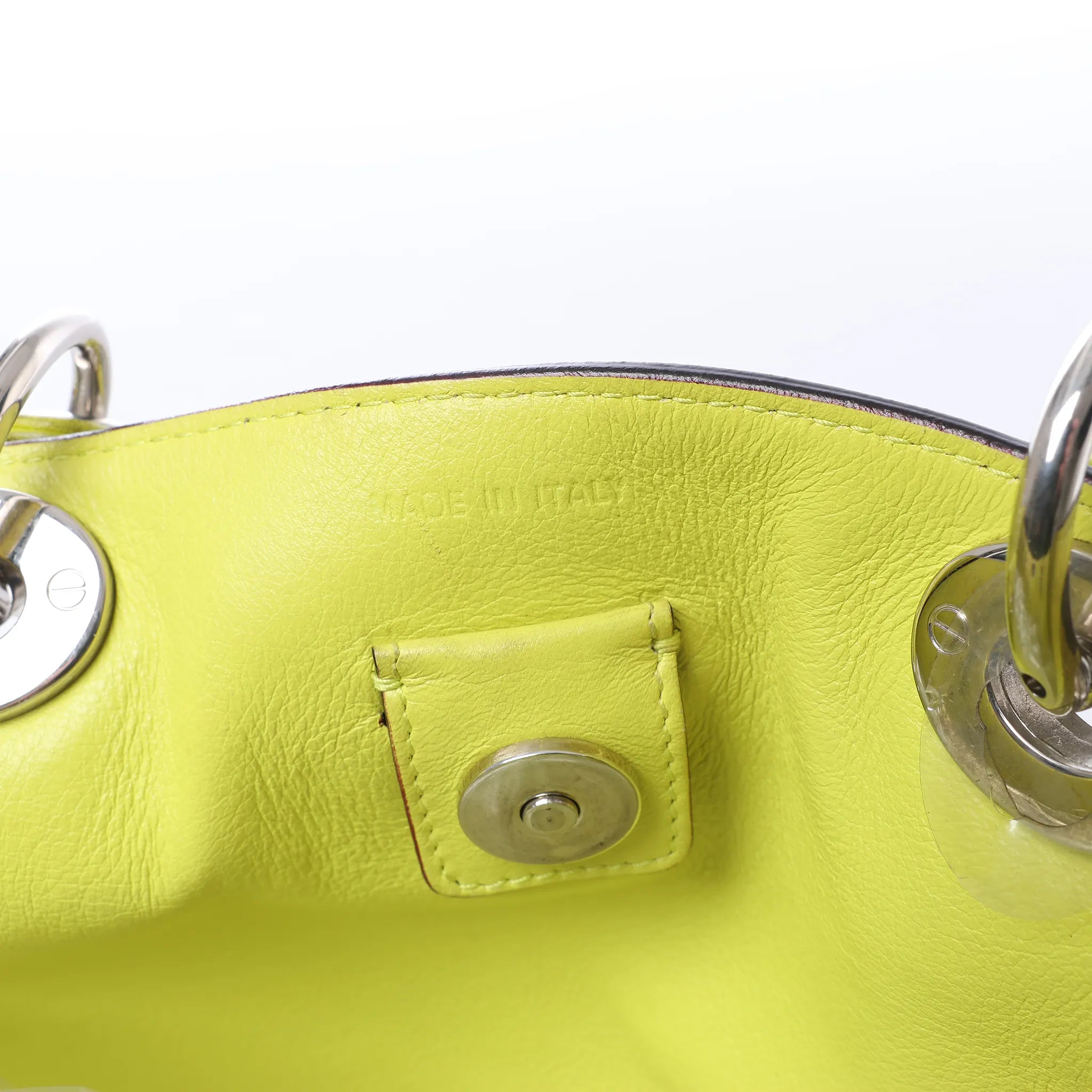Dior Diorissimo Leather Large 2Way Handbag in Navy Blue x Yellow