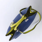Dior Diorissimo Leather Large 2Way Handbag in Navy Blue x Yellow