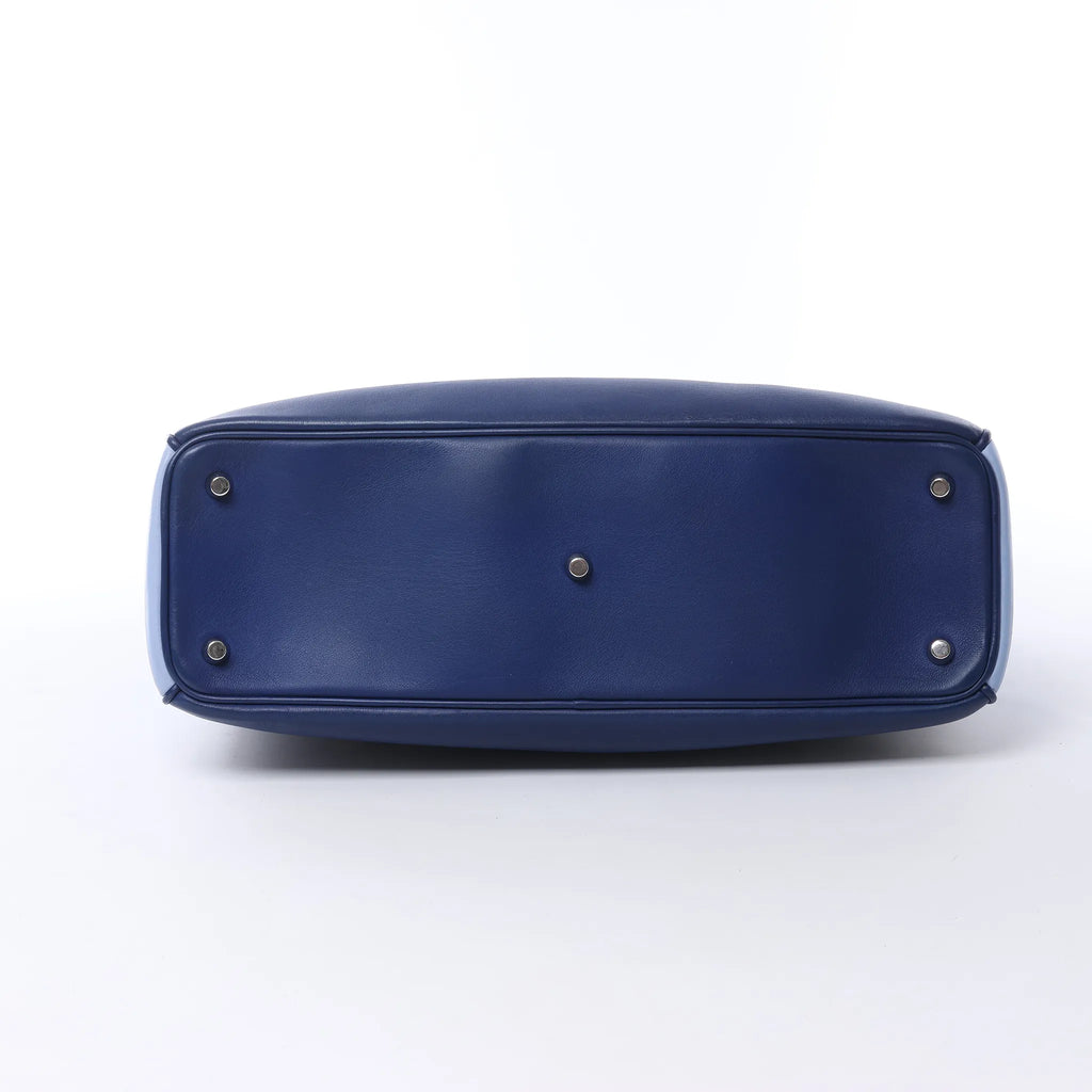 Dior Diorissimo Leather Large 2Way Handbag in Navy Blue x Yellow