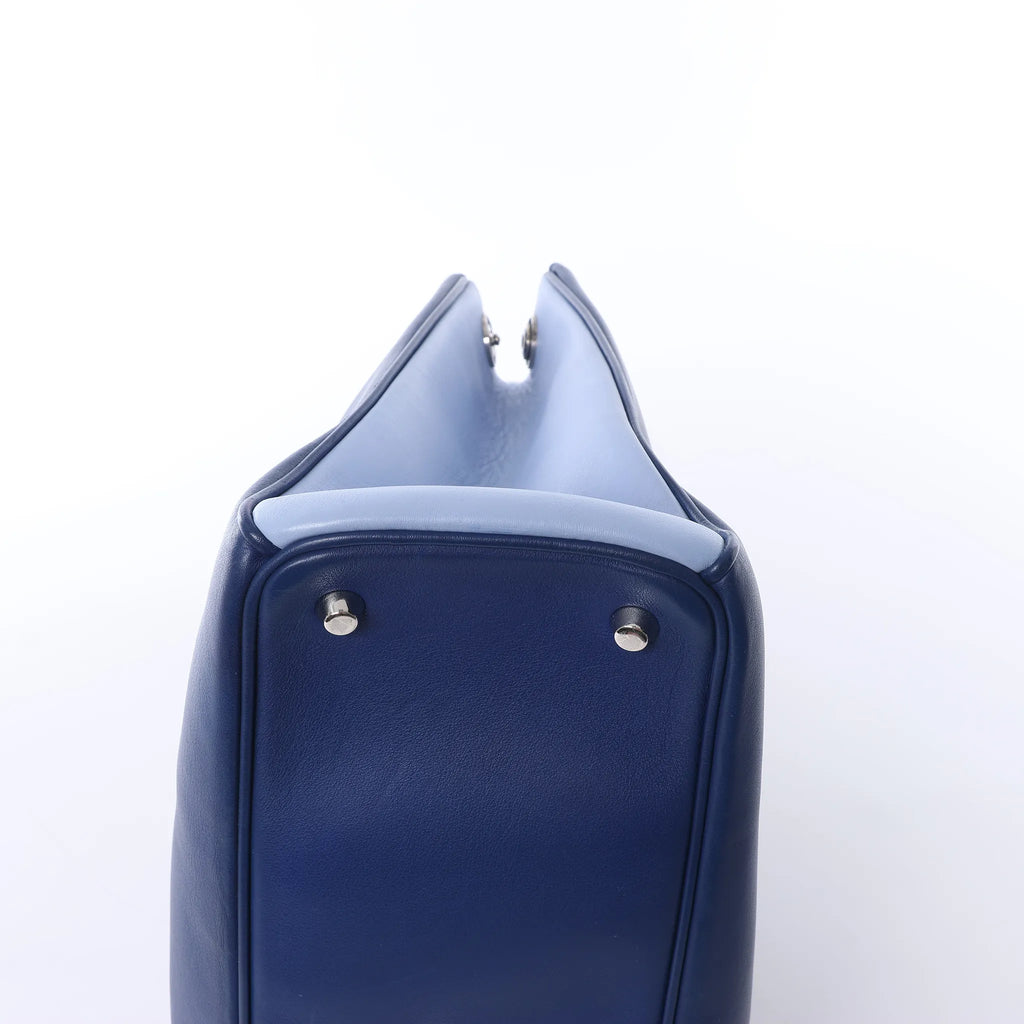 Dior Diorissimo Leather Large 2Way Handbag in Navy Blue x Yellow