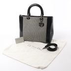 Dior Lady Dior Canvas x Patent Leather 2Way Handbag in Black x White
