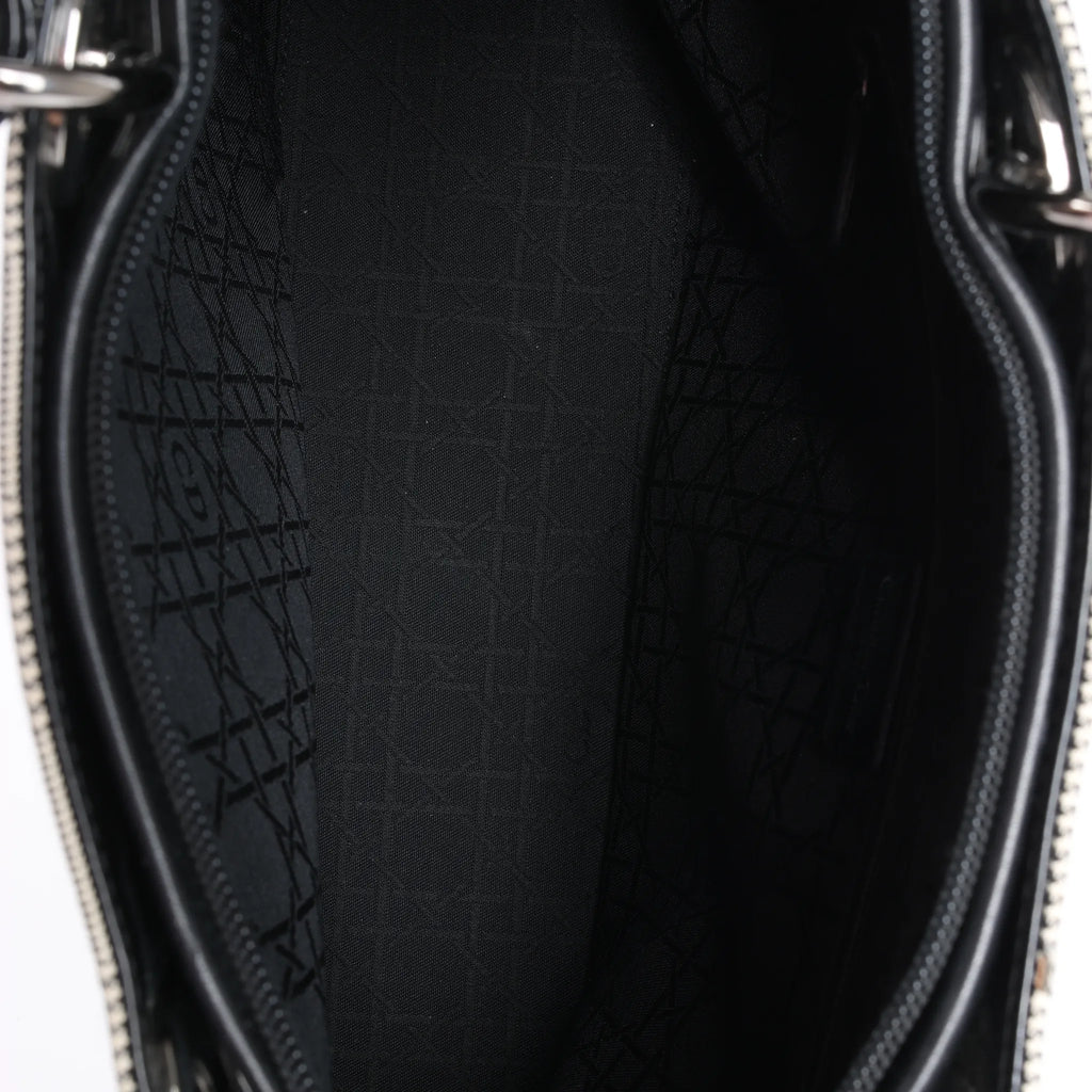 Dior Lady Dior Canvas x Patent Leather 2Way Handbag in Black x White