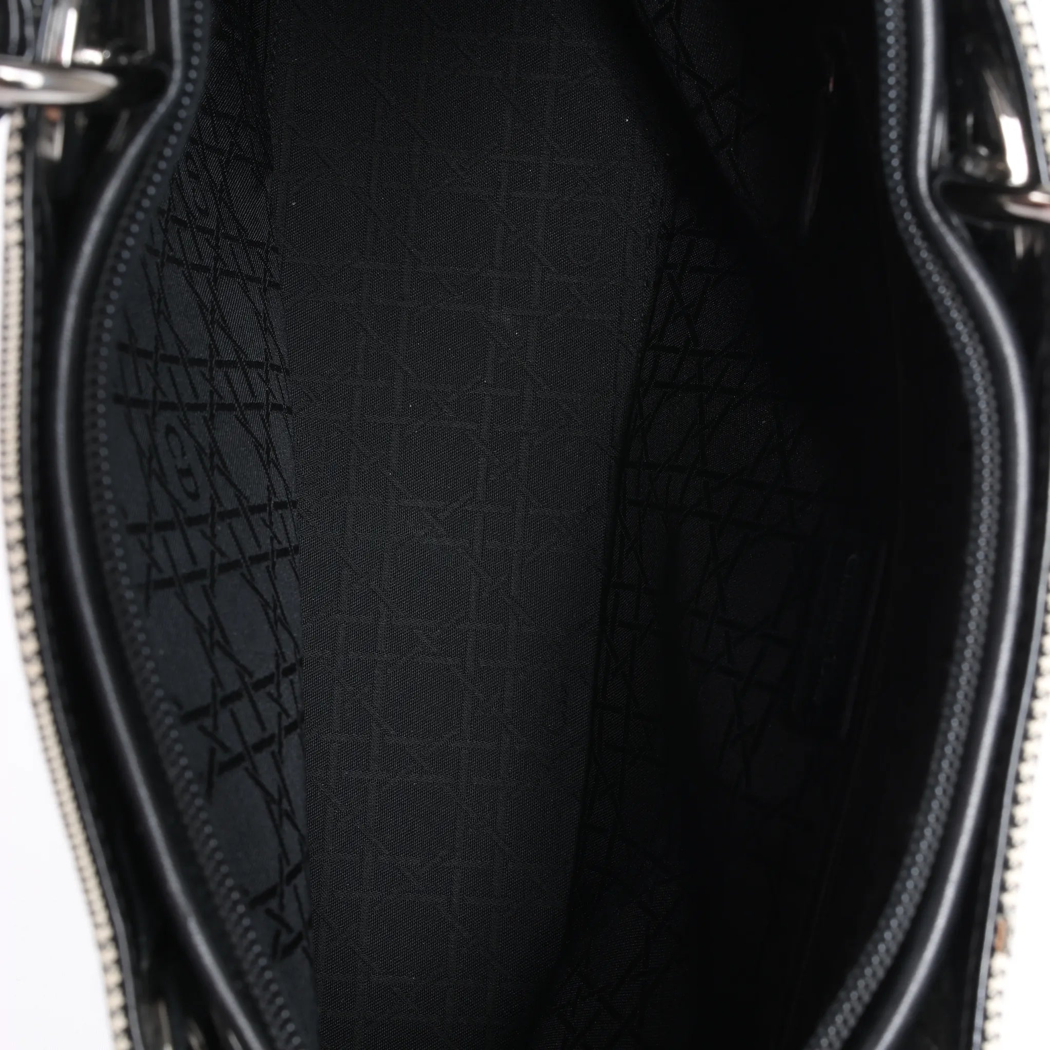Dior Lady Dior Canvas x Patent Leather 2Way Handbag in Black x White