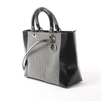 Dior Lady Dior Canvas x Patent Leather 2Way Handbag in Black x White
