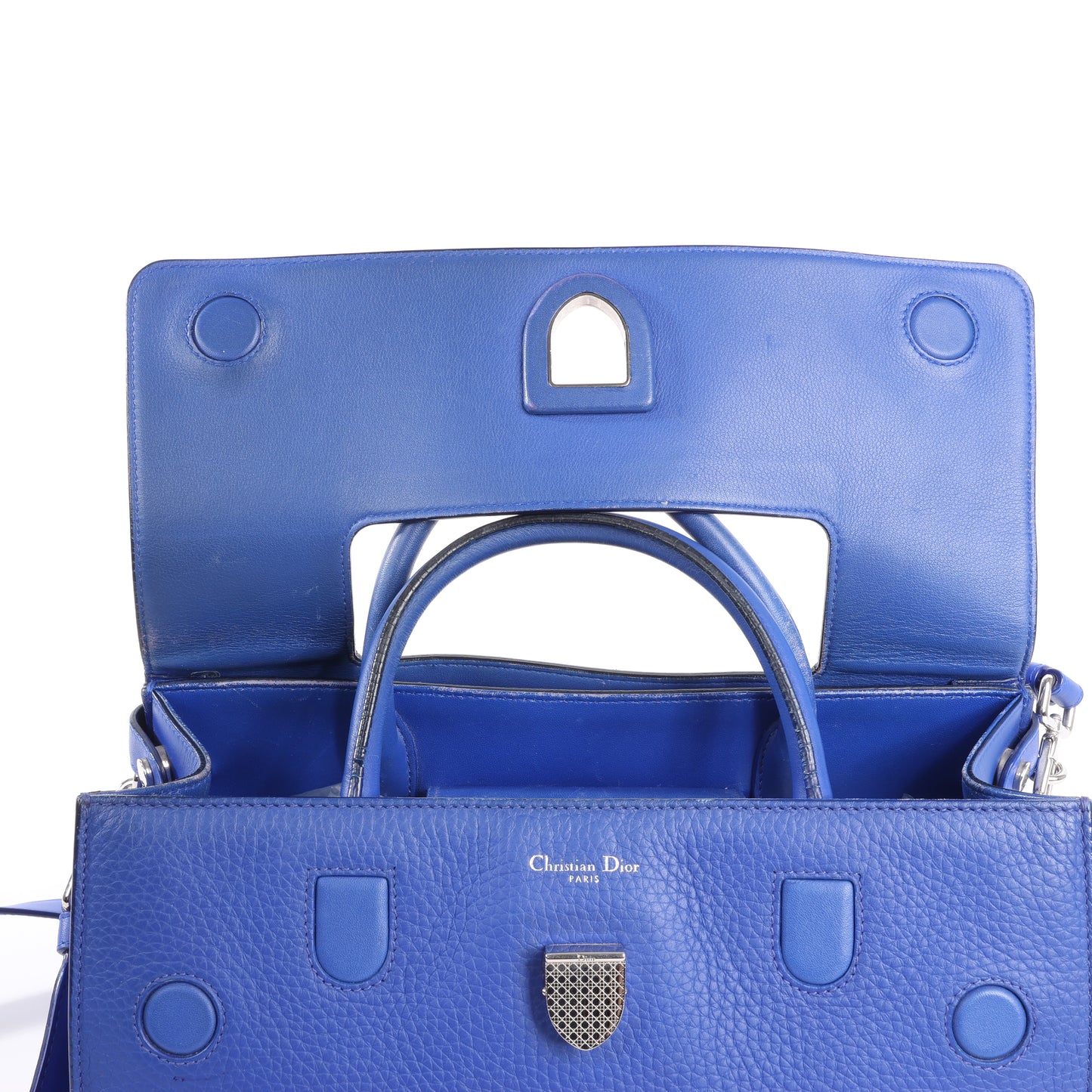 Christian Dior Diorever Medium Leather 2Way Handbag in Blue