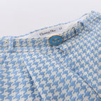 Christian Dior Houndstooth Cotton Belted Pants in Blue, Size FR 38