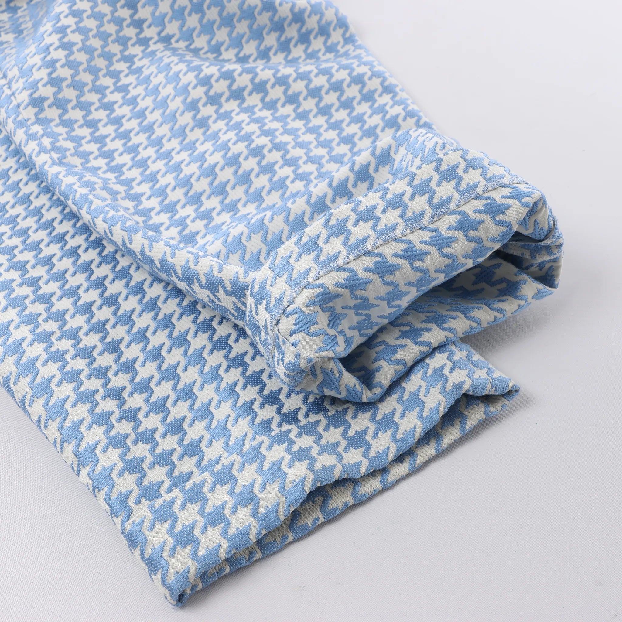 Christian Dior Houndstooth Cotton Belted Pants in Blue, Size FR 38