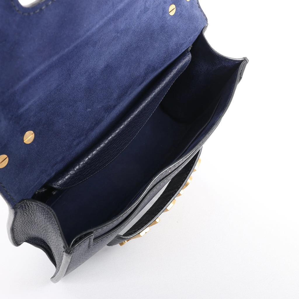 Dior J'Adior Grained Leather Chain Crossbody Bag in Navy Blue